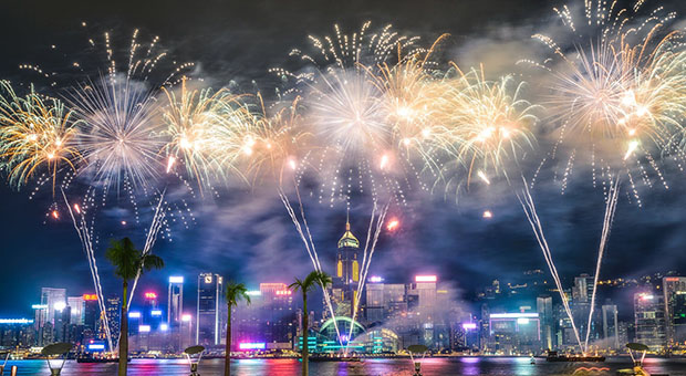 New Year Fireworks in Hong Kong