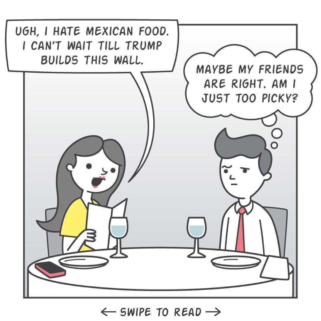 Dating Couple - Hate Mexican Food, Trump and Wall - Too Picky Comic