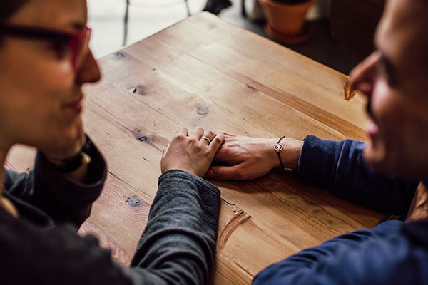 Dating Couple Talking and Hold Hands