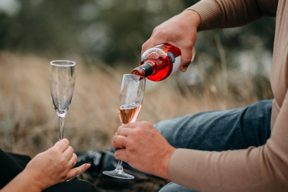 Romantic Couple Drinking Wine